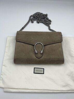 Gucci GG Chain Brown Dionysus Suede Leather Shoulder Crossbody Bag w/dust bag